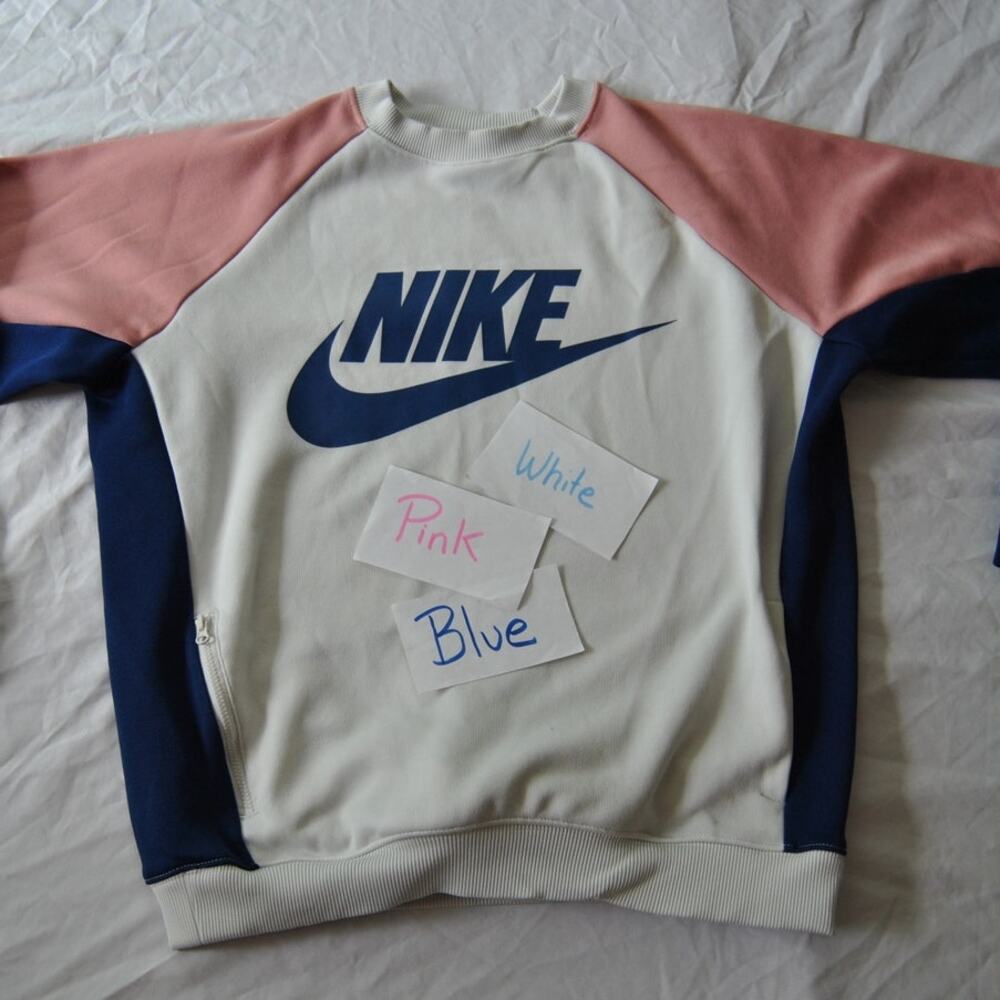 Nike Blue Pink White Crewneck Sweater Medium - Picture 8 of 9